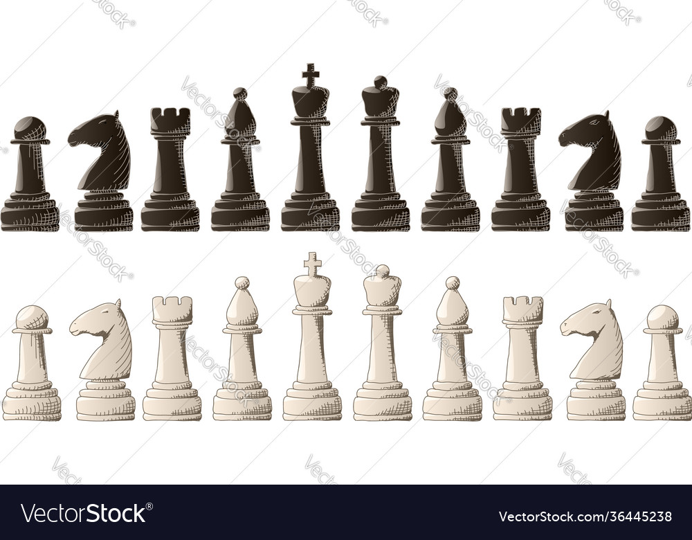 Chess Pieces Set Vector Art & Graphics