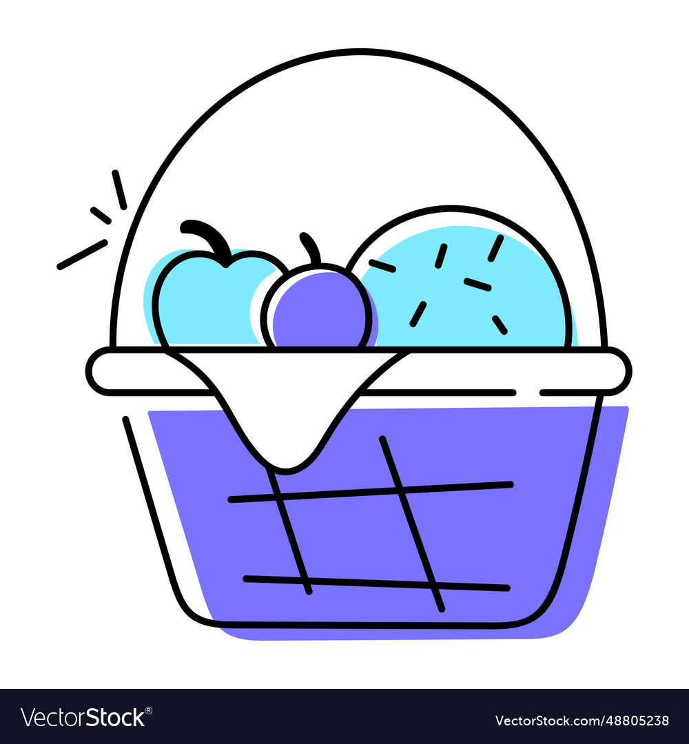 Trendy doodle icon of a picnic basket