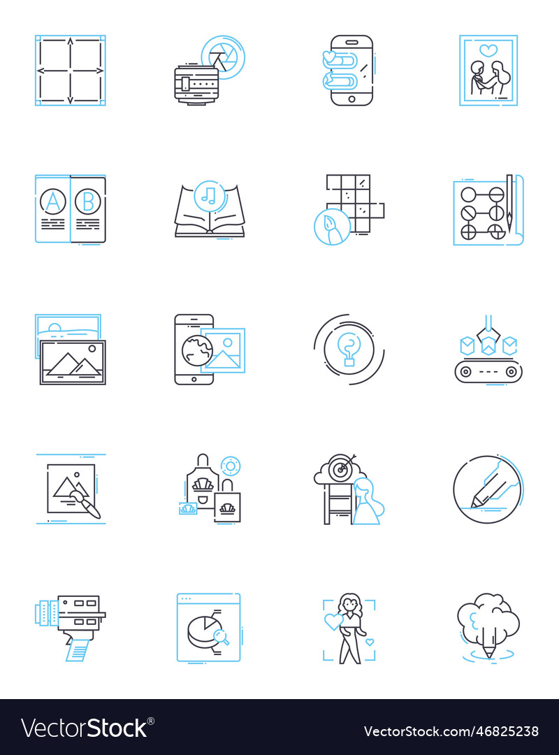 Visual design linear icons set composition color vector image Visual design linear icons set composition color