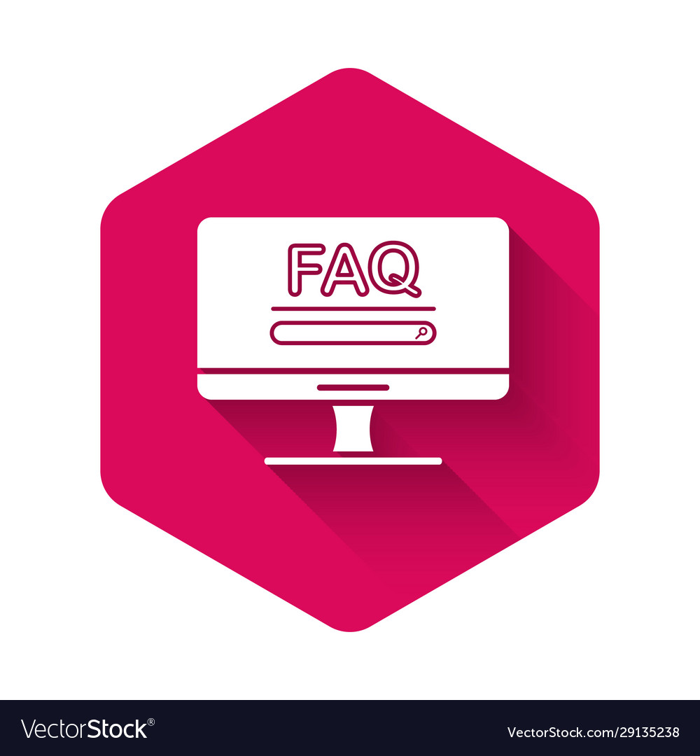 White computer monitor with text faq information vector image White computer monitor with text faq information