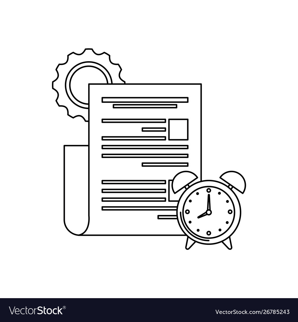 Alarmuhr mit Dokumentendatei vector image Alarmuhr mit Dokumentendatei