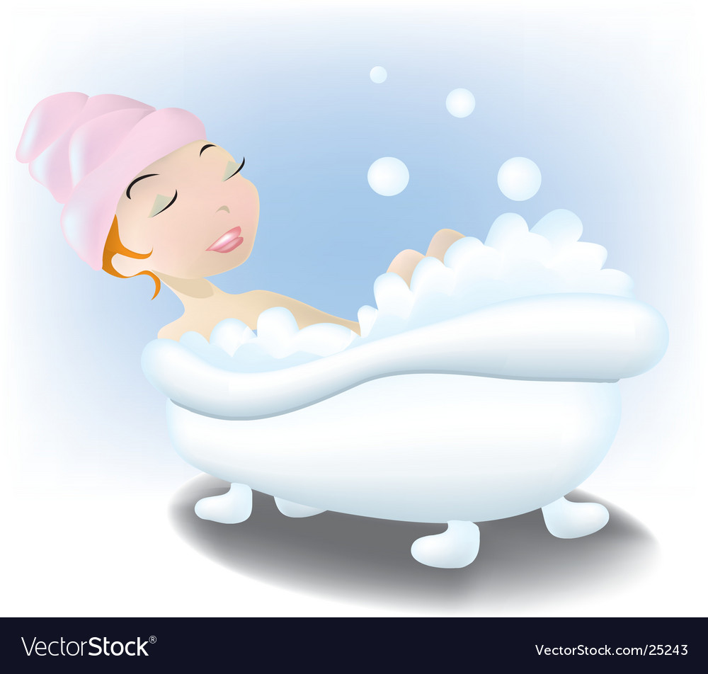 Woman taking bubble bath Royalty Free Vector Image