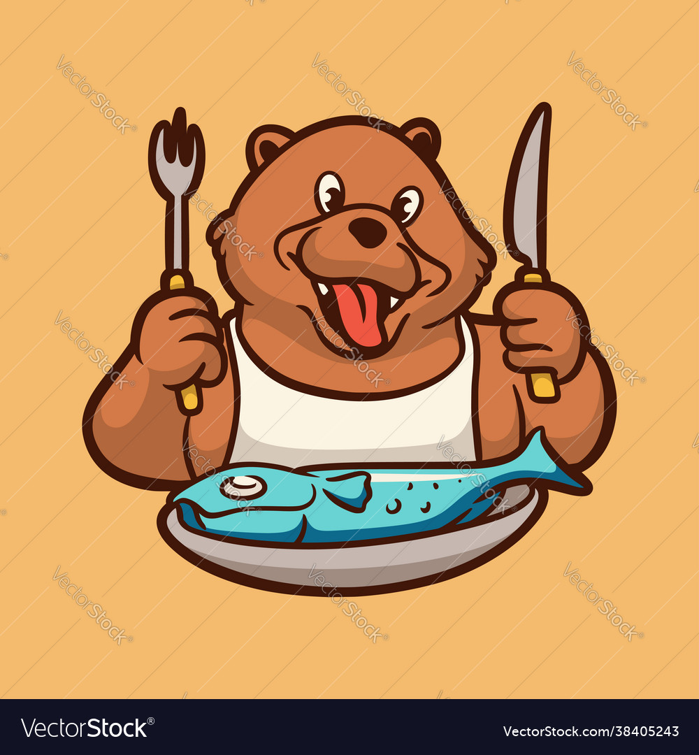 Cartoon animal design bear getting ready to eat Vector Image Cartoon animal design bear getting ready to eat Vector Image