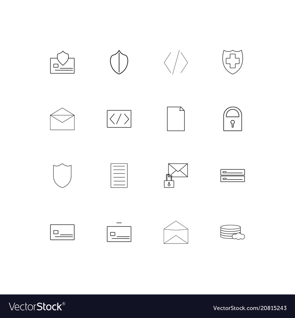 Cyber security linear thin icons set outlined