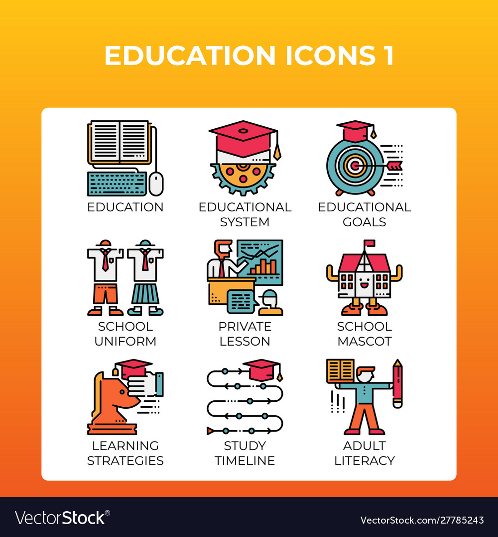 Education concept icons Royalty Free Vector Image