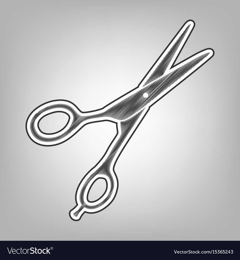 Hair cutting scissors sign pencil sketch