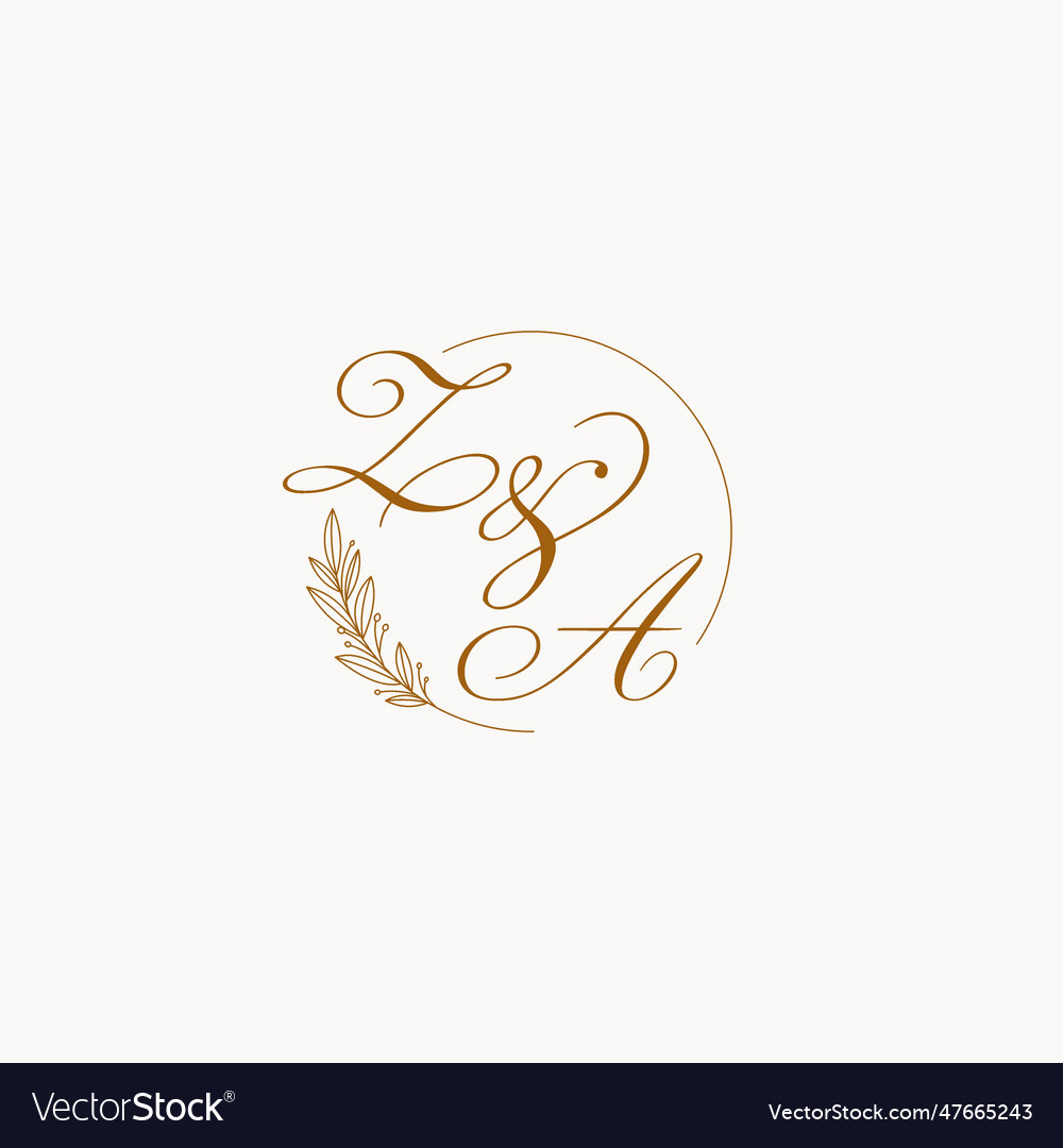 Initials za wedding monogram logo with leaves
