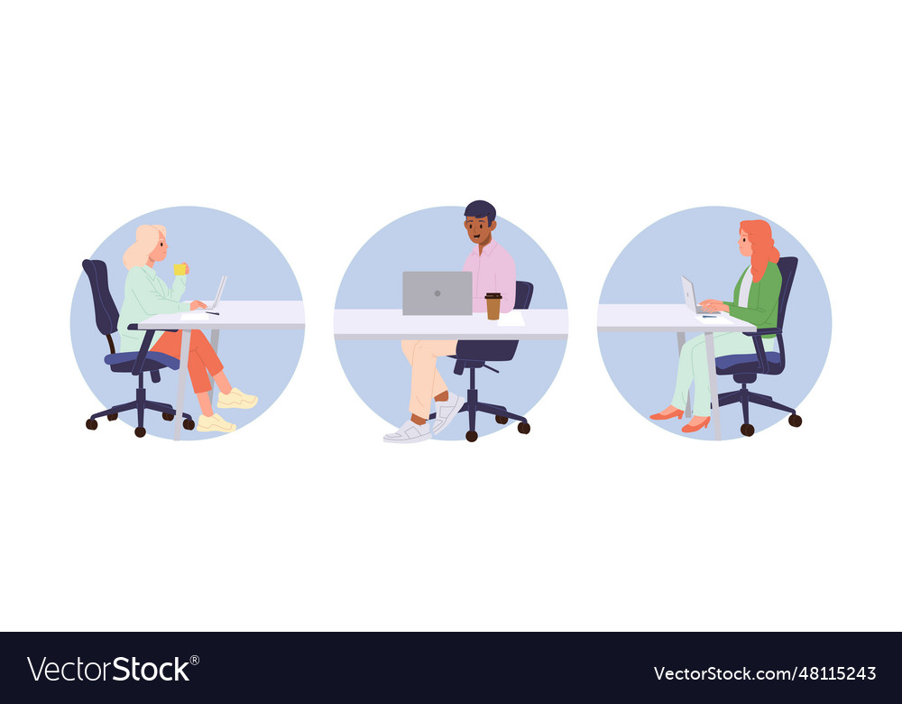 Isolated set of round icon composition working vector image Isolated set of round icon composition working