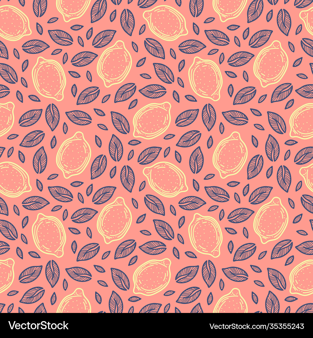 Lemon seamless pattern summer Royalty Free Vector Image