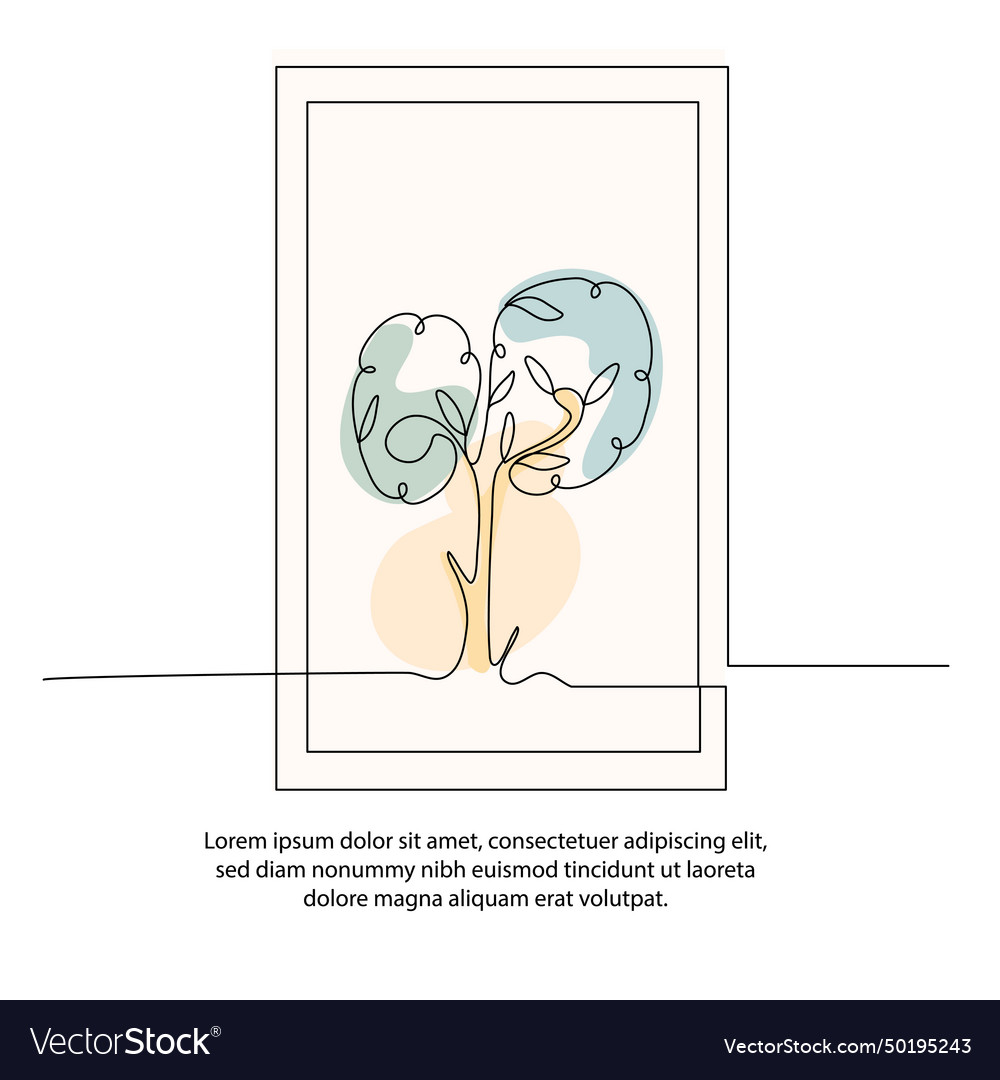 One line kidney tree poster drawing