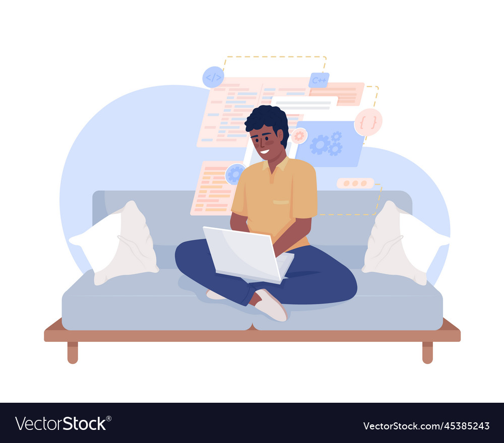 Online coding class 2d isolated vector image Online coding class 2d isolated