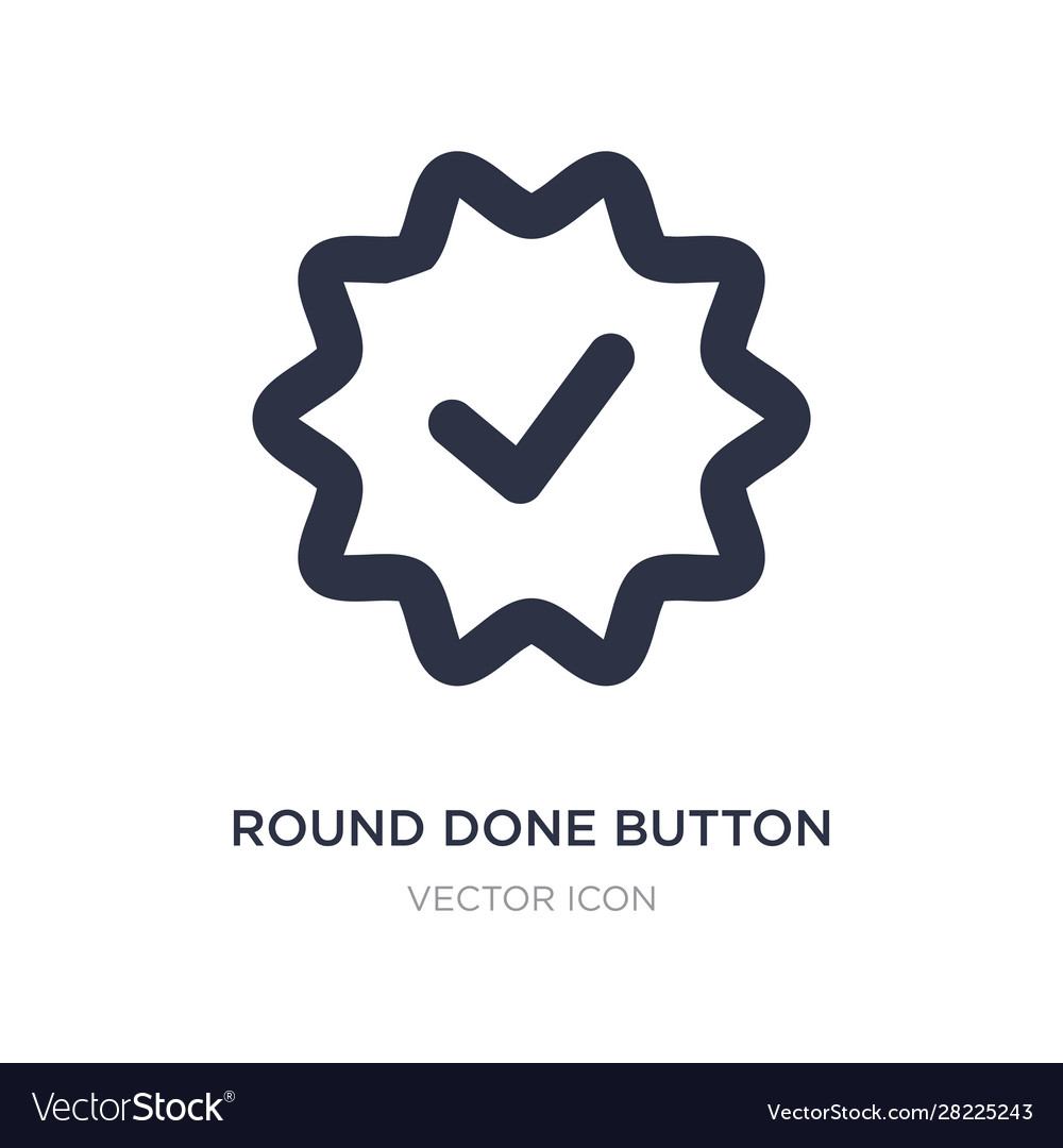 Round done button icon on white background simple
