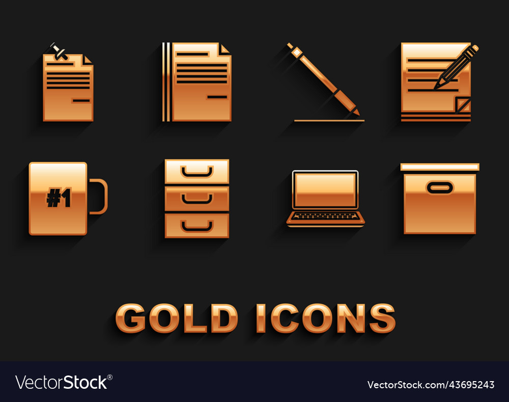 Set drawer with documents blank notebook vector image Set drawer with documents blank notebook