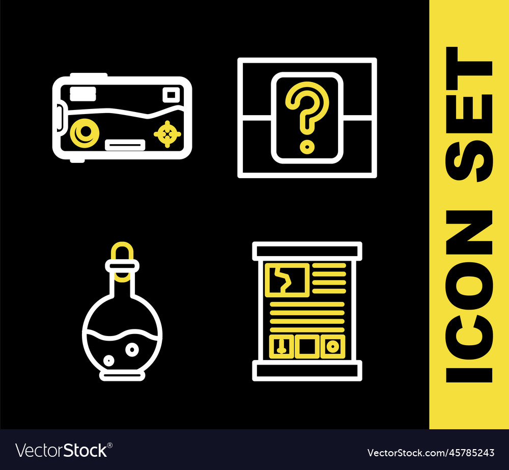 Set line mystery or random box game guide bottle vector image Set line mystery or random box game guide bottle