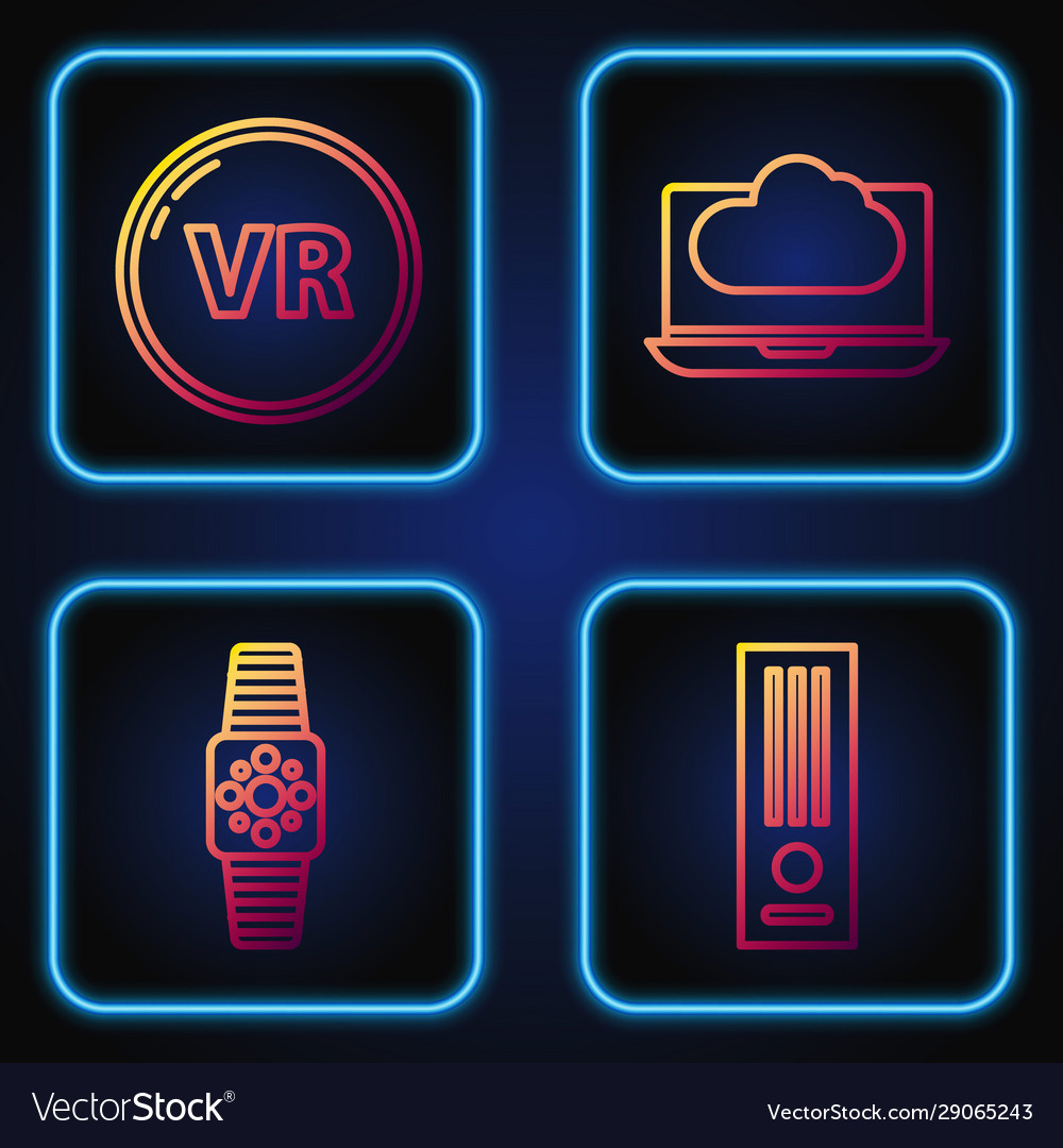 Set line video game console smartwatch virtual vector image Set line video game console smartwatch virtual