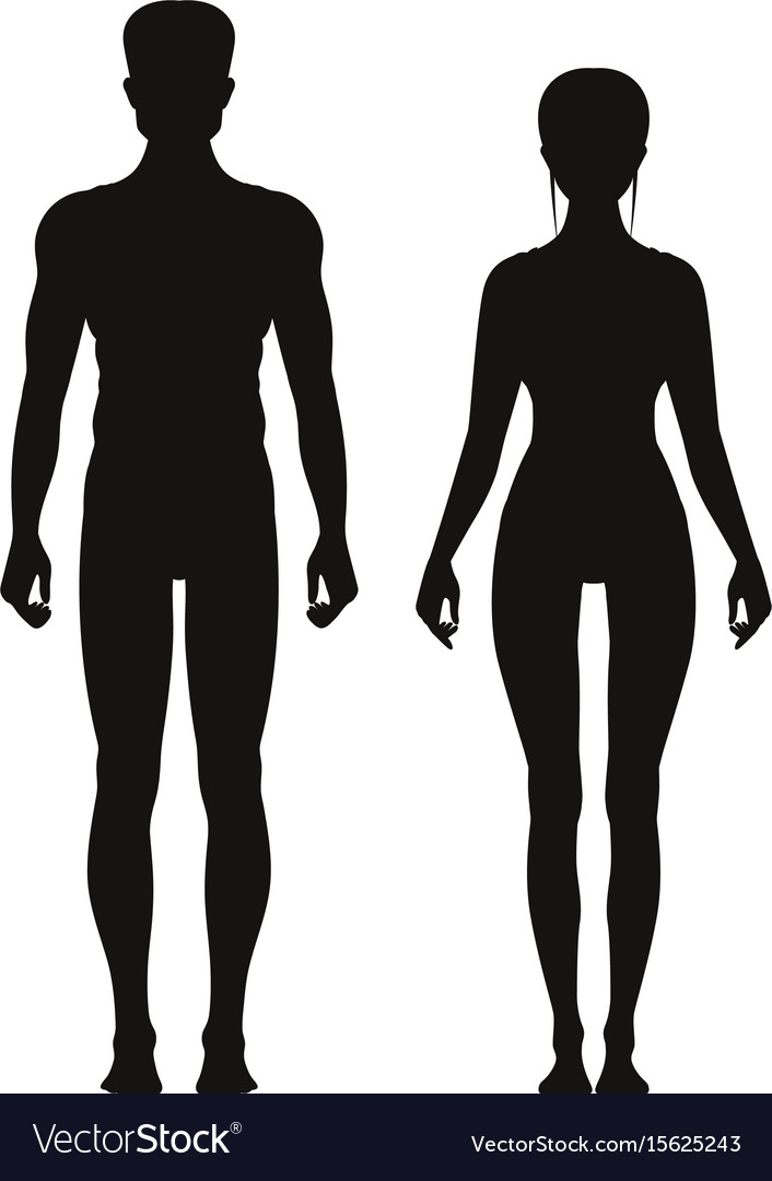 Silhouette sporty male and female standing Vector Image