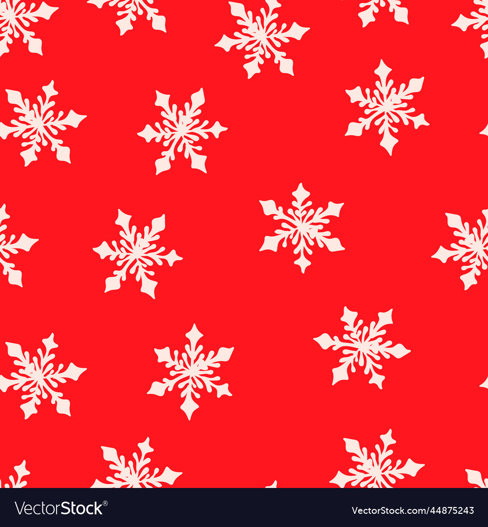Snowflake Red Seamless Pattern