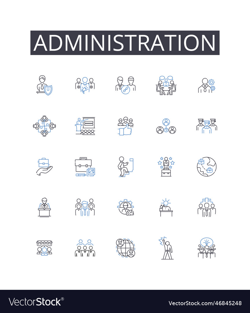 Administration line icons collection circuitry vector image Administration line icons collection circuitry