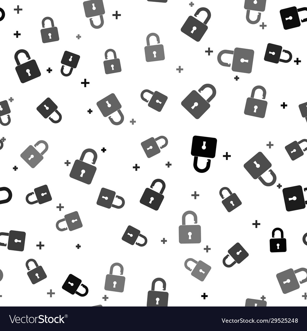 Black open padlock icon isolated seamless pattern vector image Black open padlock icon isolated seamless pattern