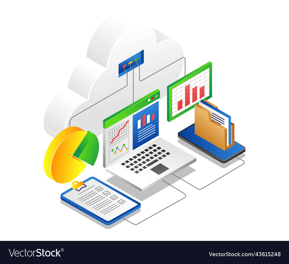 Checklist cloud server analysis data Royalty Free Vector