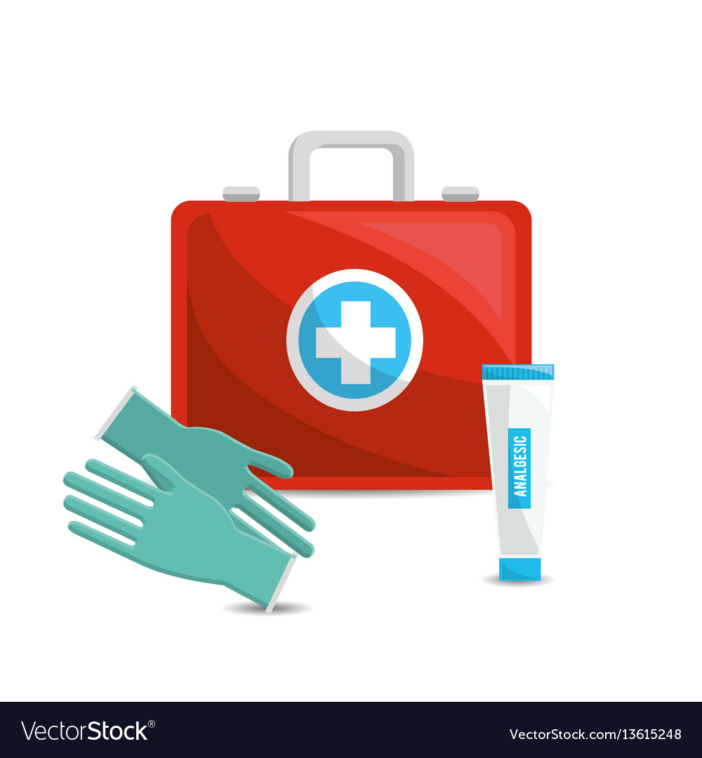 Color healthcare hospital gloves and toothpaste Vector Image