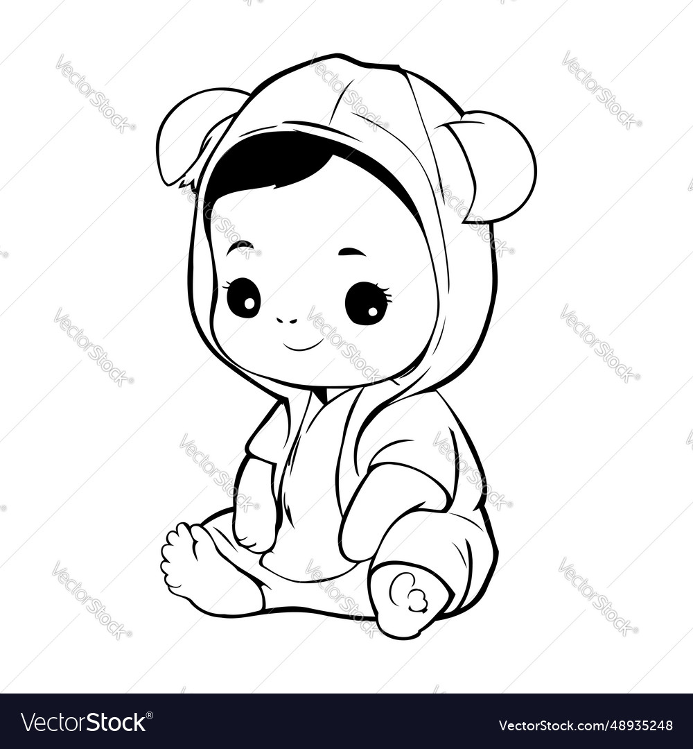 Cute little baby boy in pajamas Royalty Free Vector Image