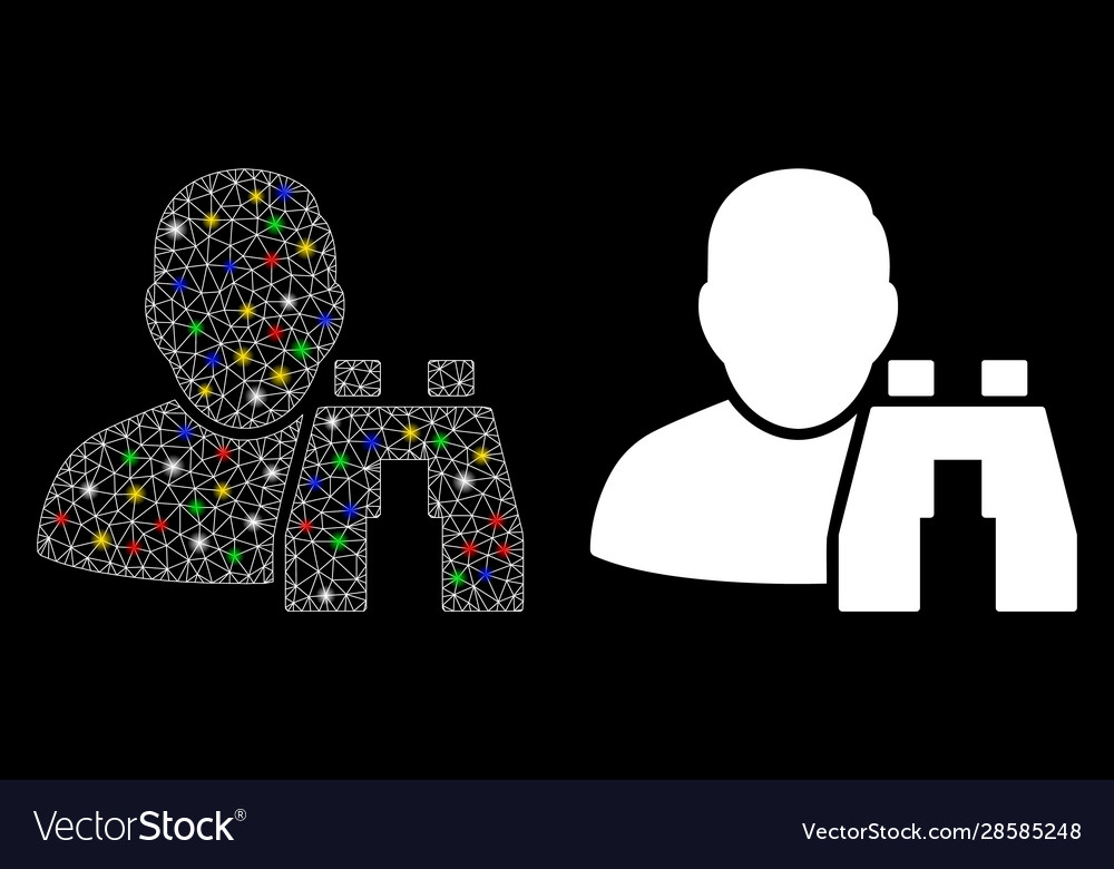 Flare mesh network user binoculars search tool vector image Flare mesh network user binoculars search tool