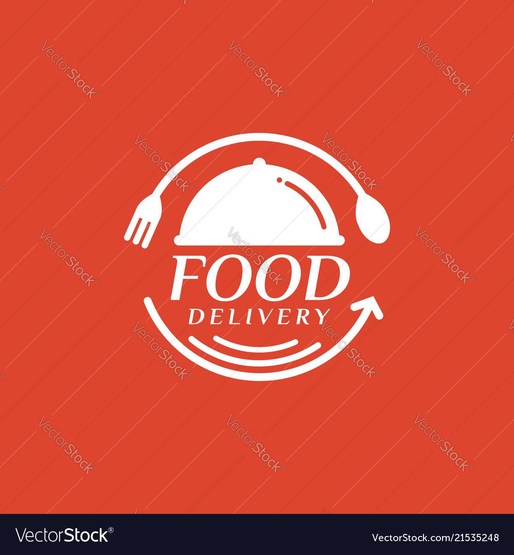 Food delivery on red background Royalty Free Vector Image