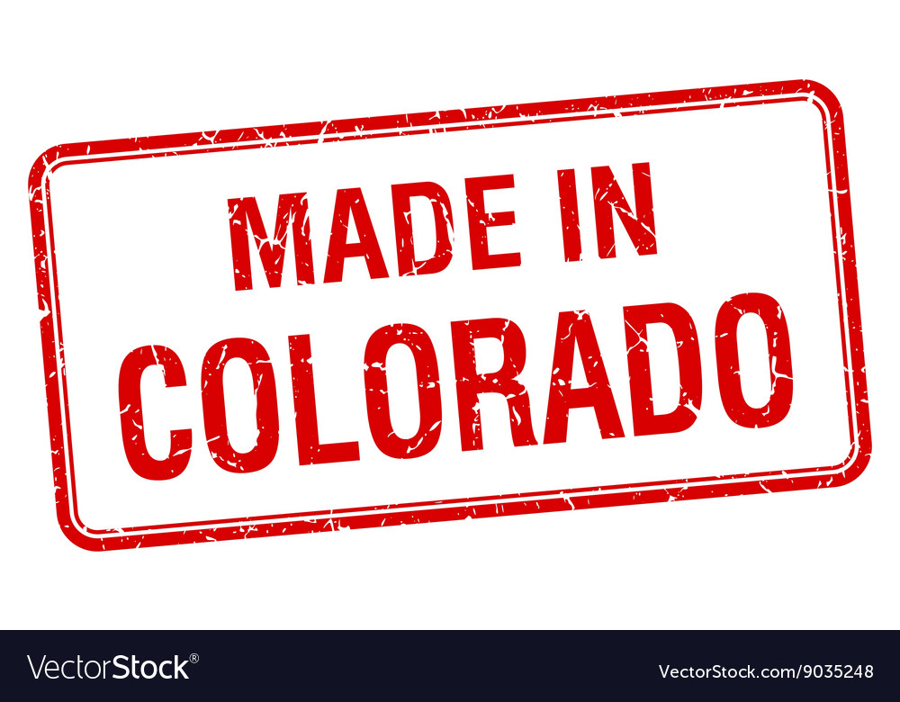 Made in colorado red square isolated stamp