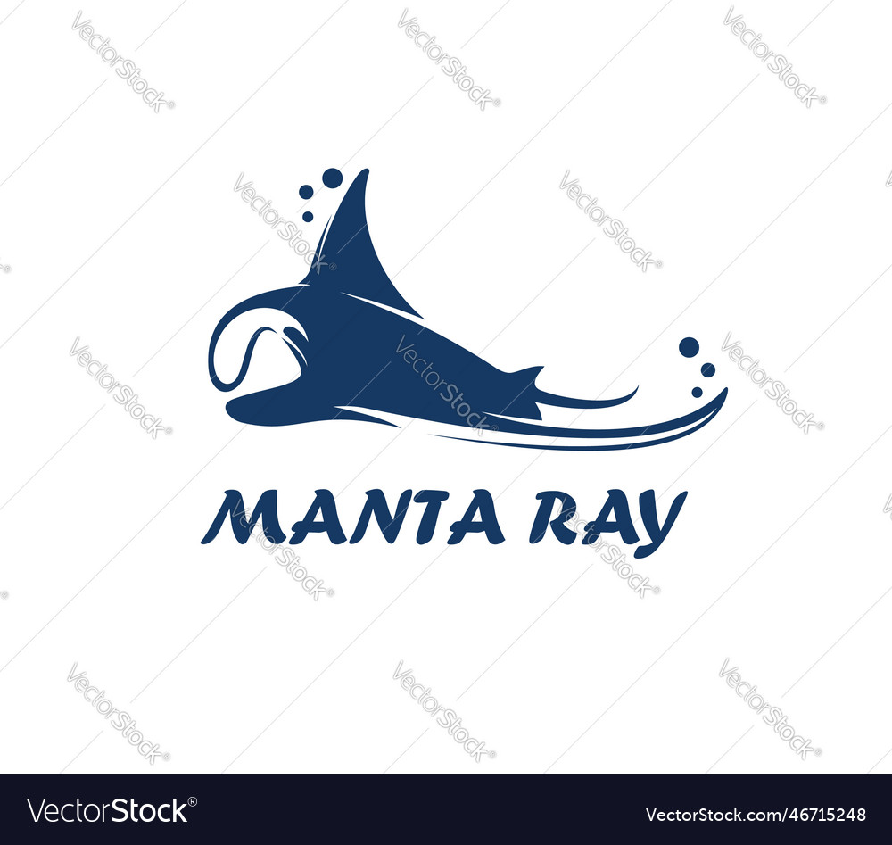 Manta ray animal icon stingray or cramp fish Vector Image