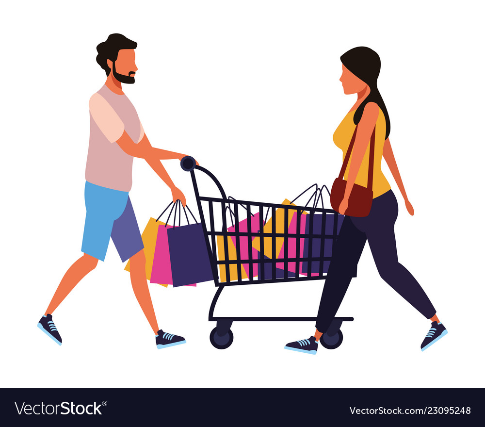 People shopping cartoon