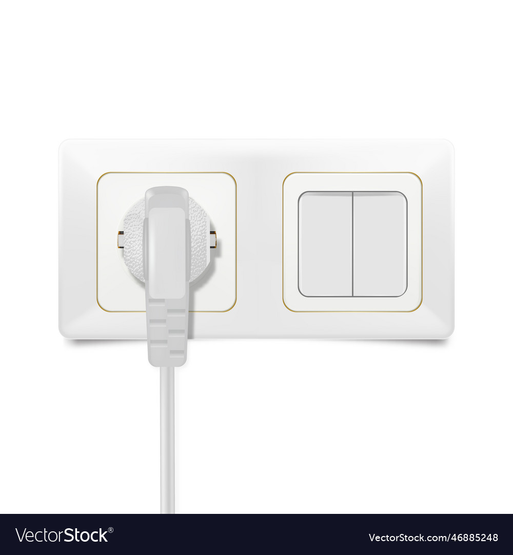 Realistic electric socket in white color