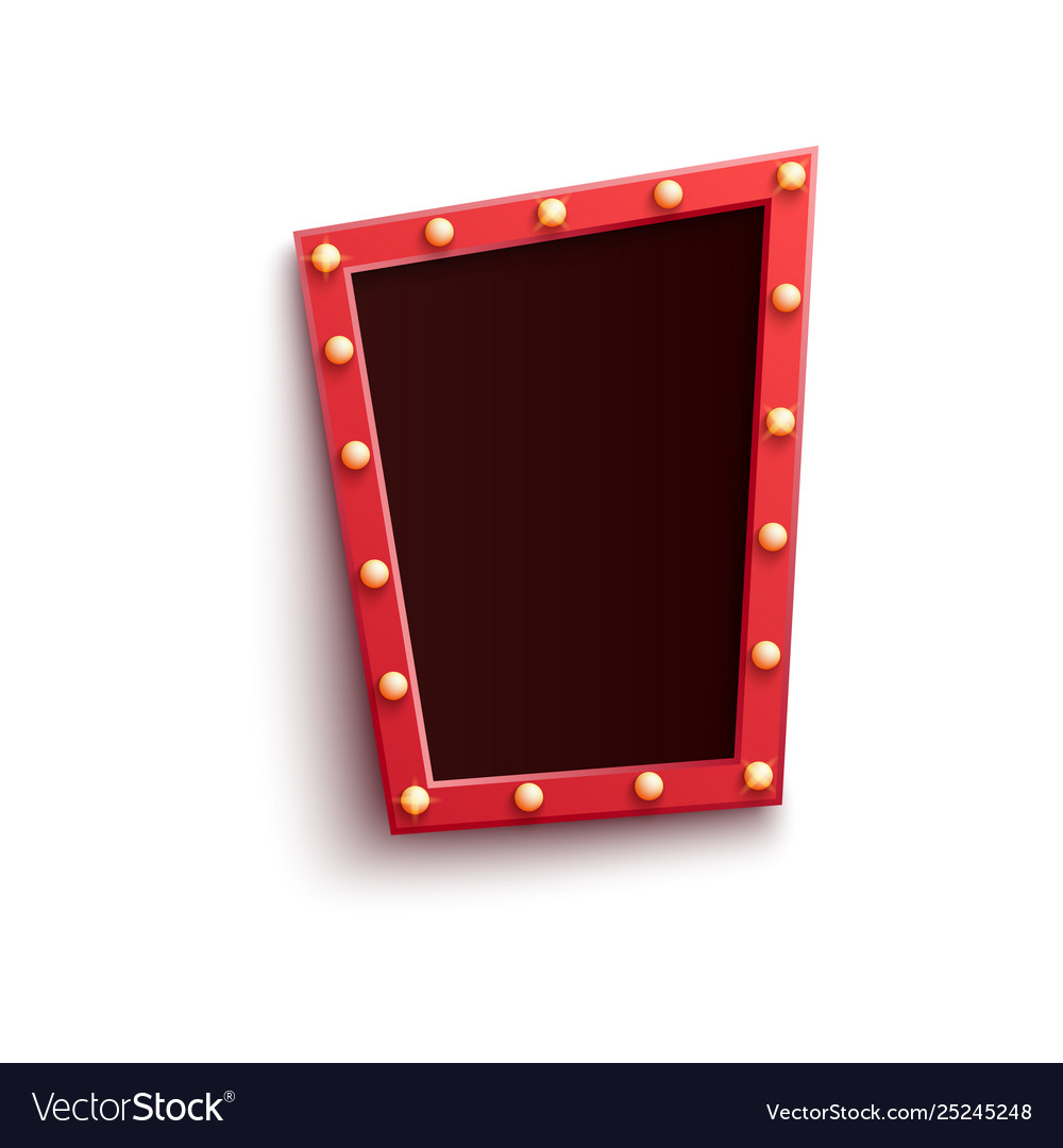 Retro red frame in form quadrangle with shining