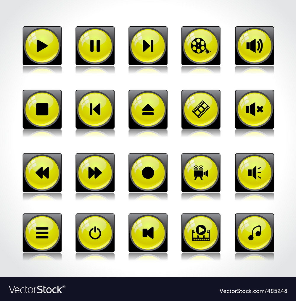 Set of media buttons