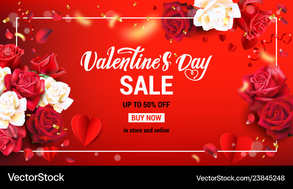 Valentines day sale banner Royalty Free Vector Image