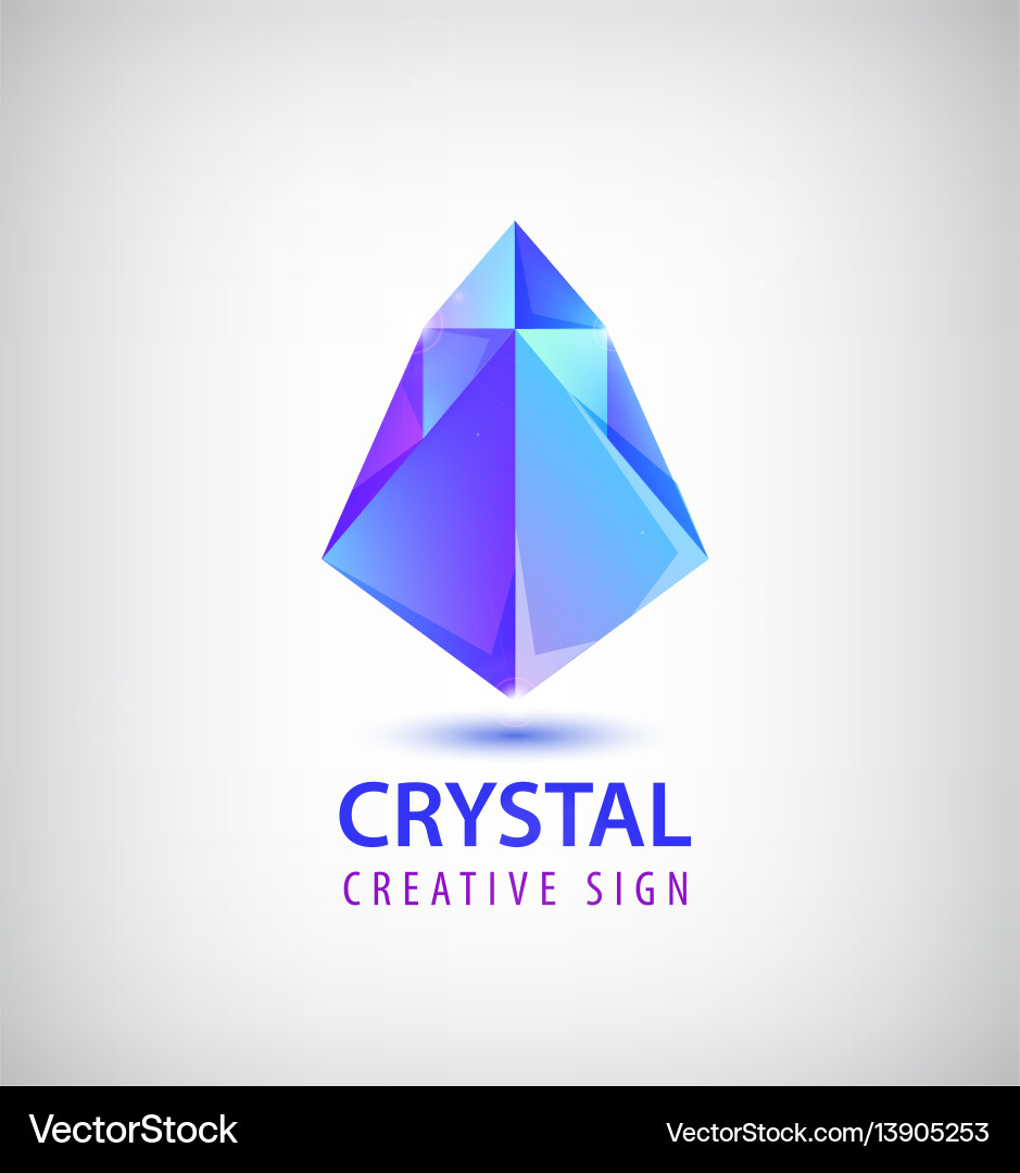 Vector 3d faceted origami logotype, abstract crystal logo, icon isolated. 
