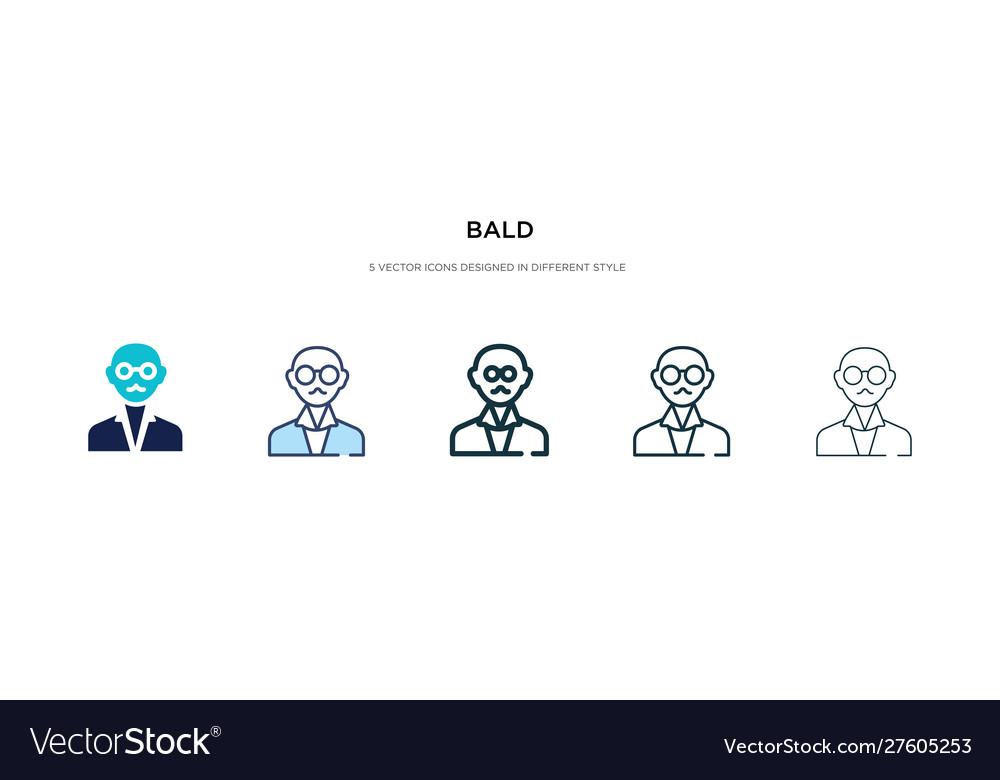 Bald icon in different style two colored vector image Bald icon in different style two colored