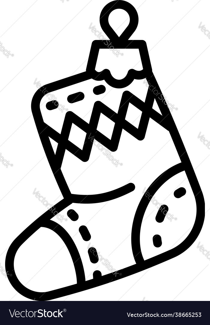 Christmas sock tree toy icon outline style Vector Image