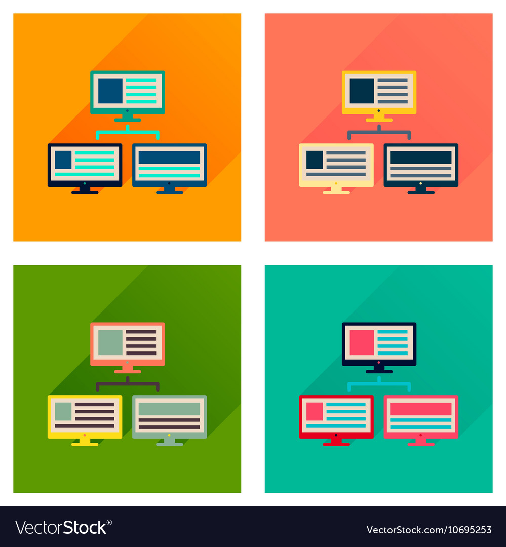 Concept of flat icons with long shadow computer