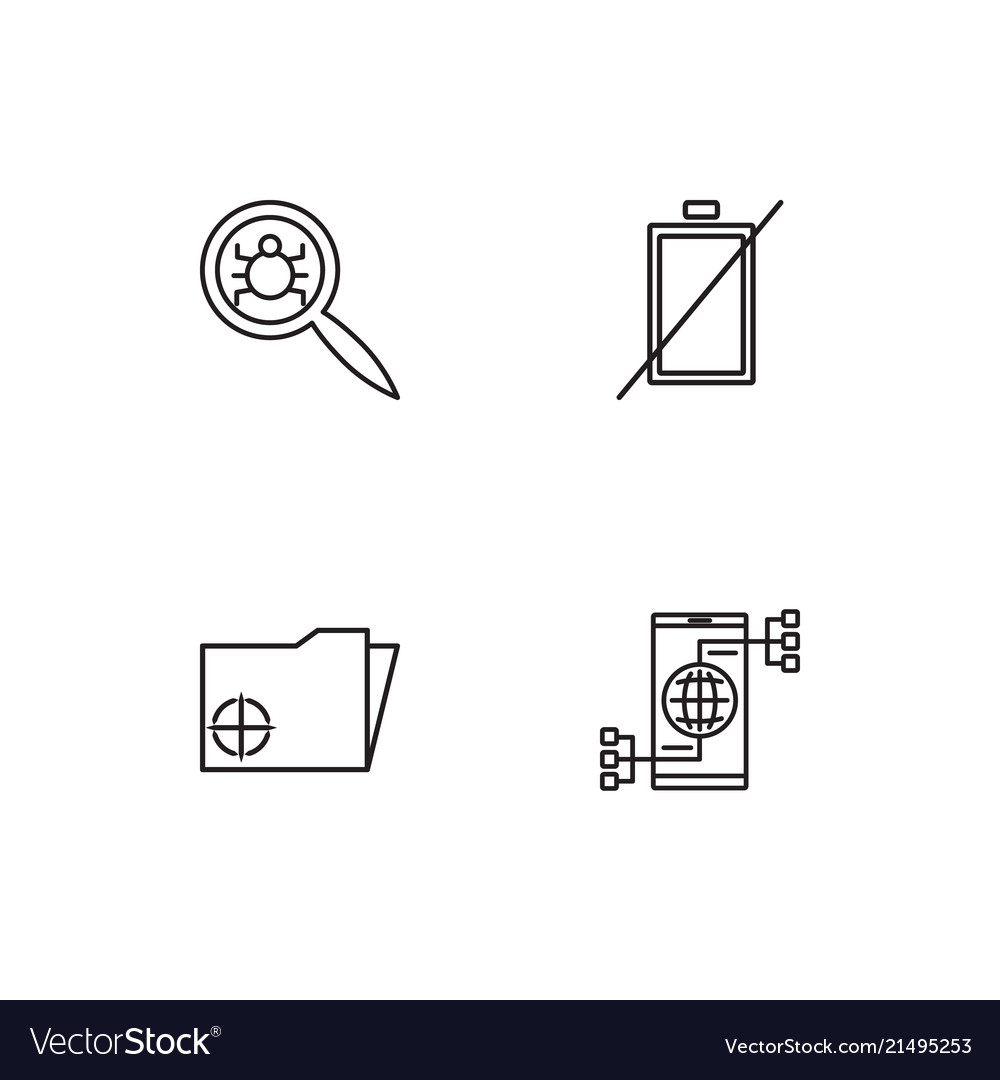 Cyber security linear icons set simple outline