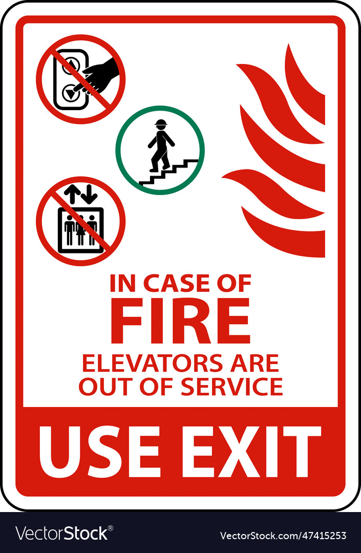 Fire symbol do not use elevators stairs Royalty Free Vector