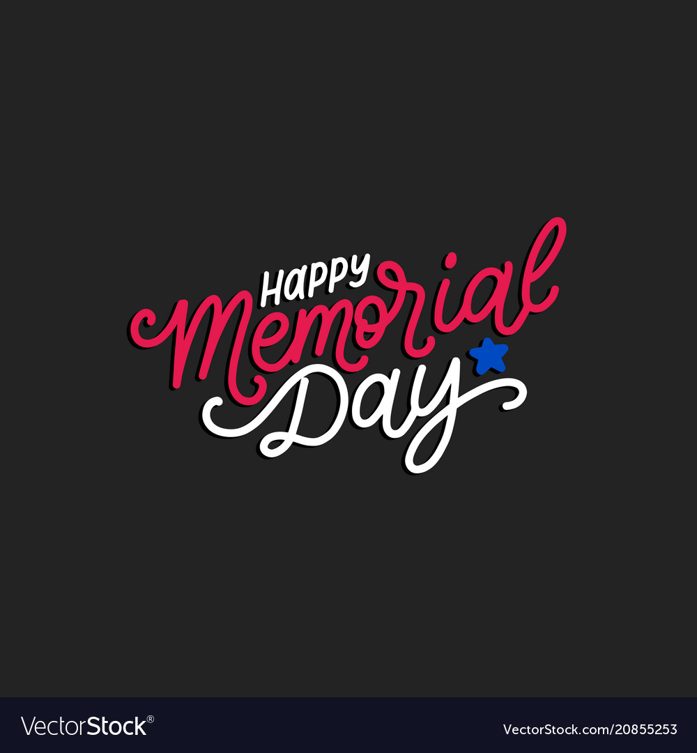 Happy memorial day handwritten phrase Royalty Free Vector