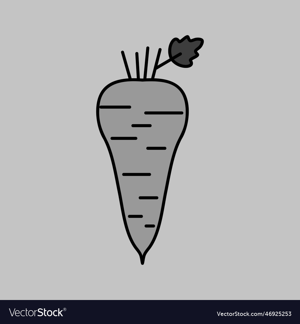 Parsnip root isolated grayscale icon vegetable