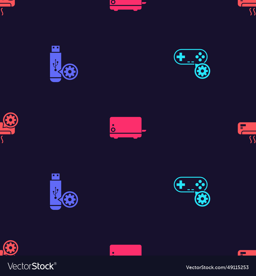 Set gamepad setting usb flash drive toaster vector image Set gamepad setting usb flash drive toaster