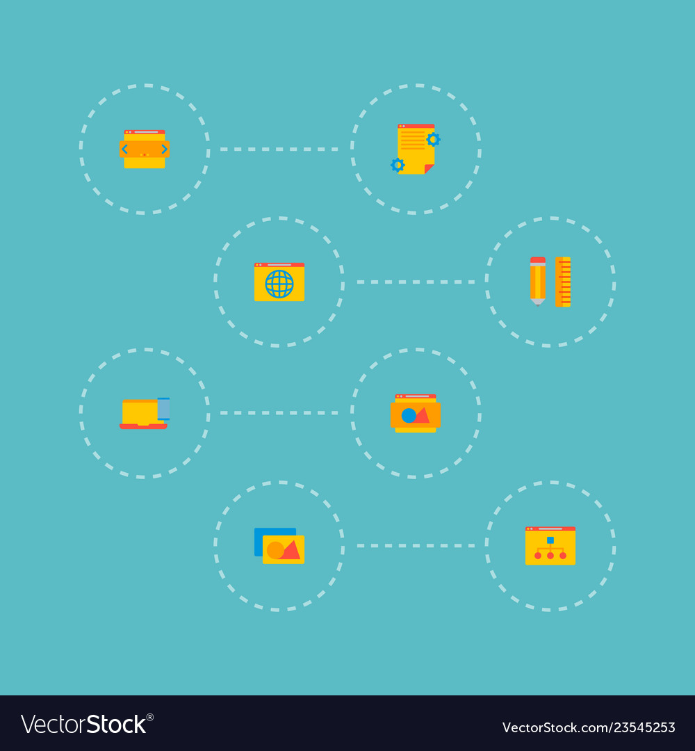Set of wd icons flat style symbols with website vector image Set of wd icons flat style symbols with website