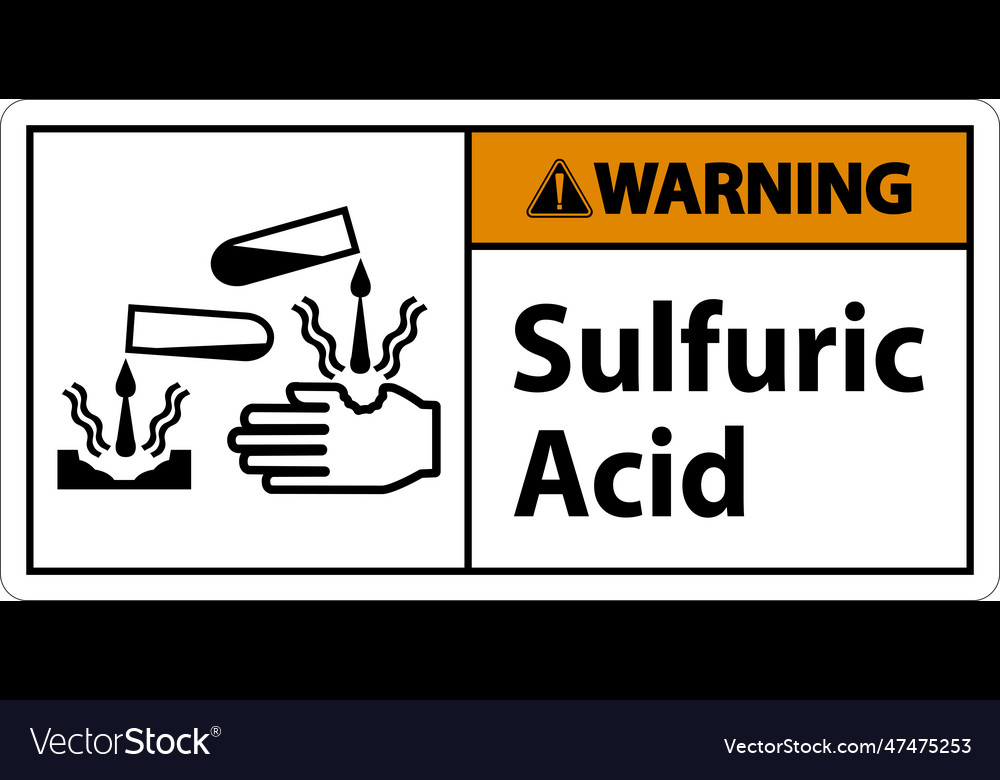 Warning sulfuric acid sign on white background