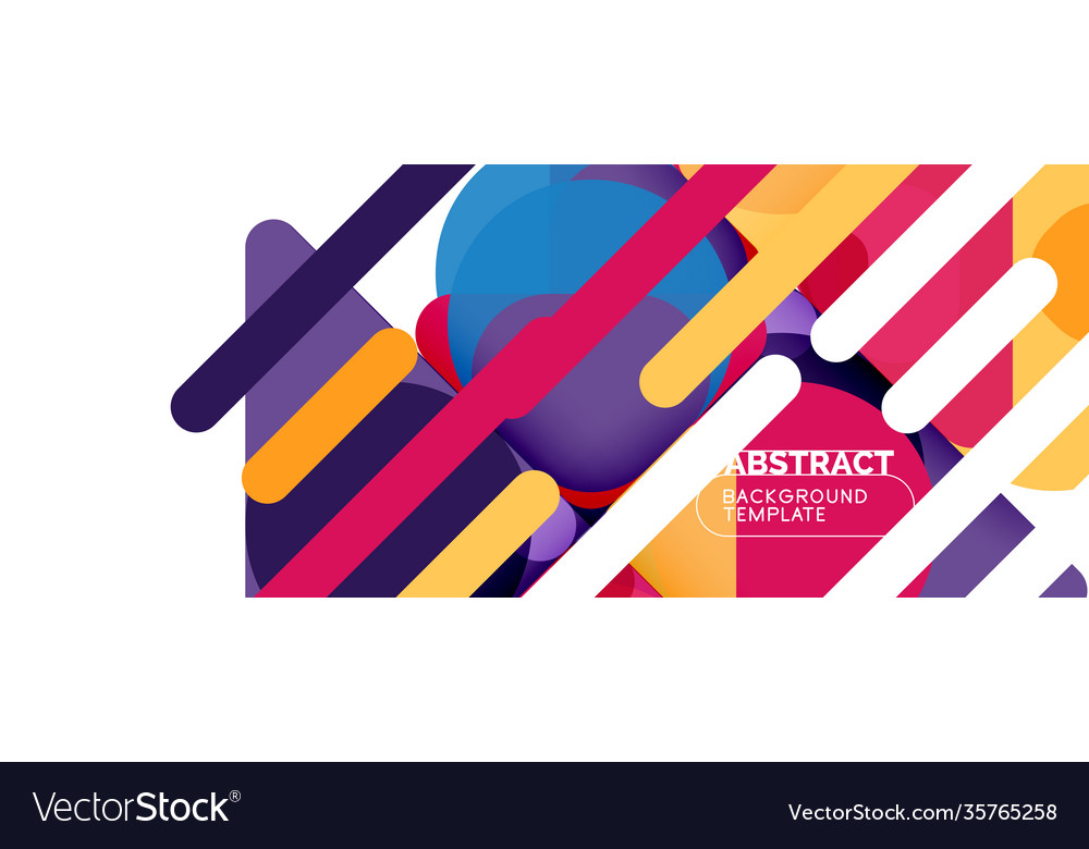 Flat geometric round shapes and dynamic lines vector image Flat geometric round shapes and dynamic lines