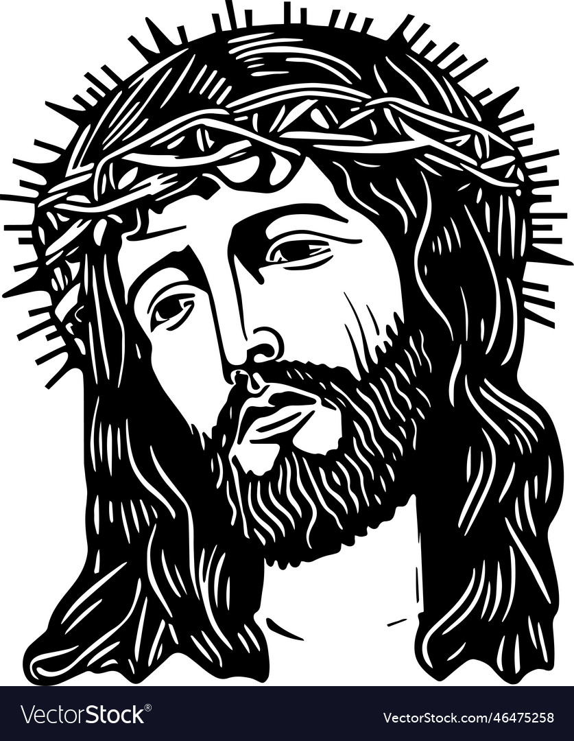 Jesus in a wreath head Royalty Free Vector Image