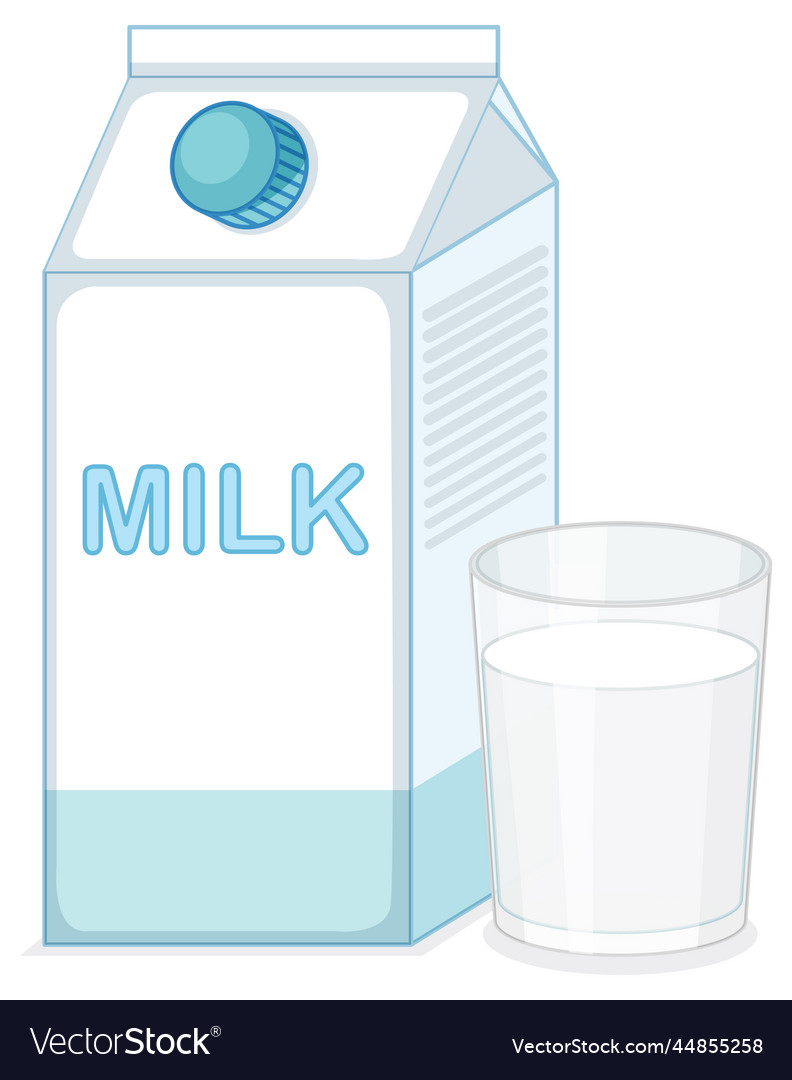 Milk carton box with a glass Royalty Free Vector Image