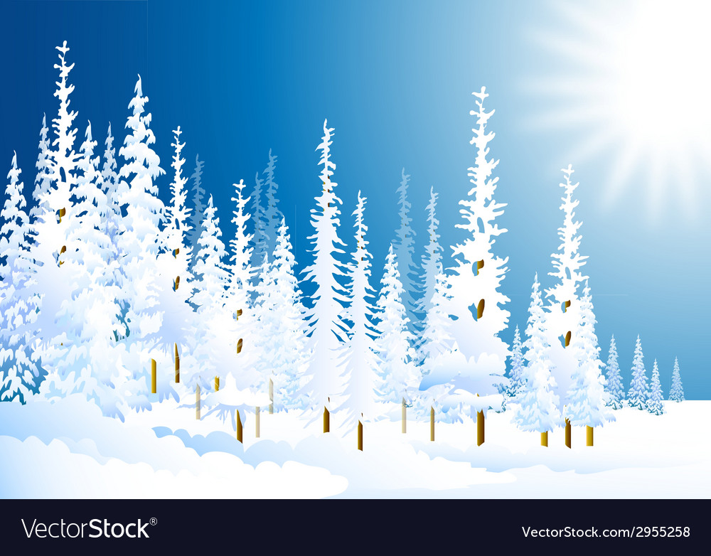 Morning Winter Forest Royalty Free Vector Image